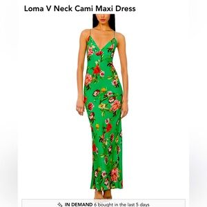 Alice + Olivia Green Floral V-Neck Dress